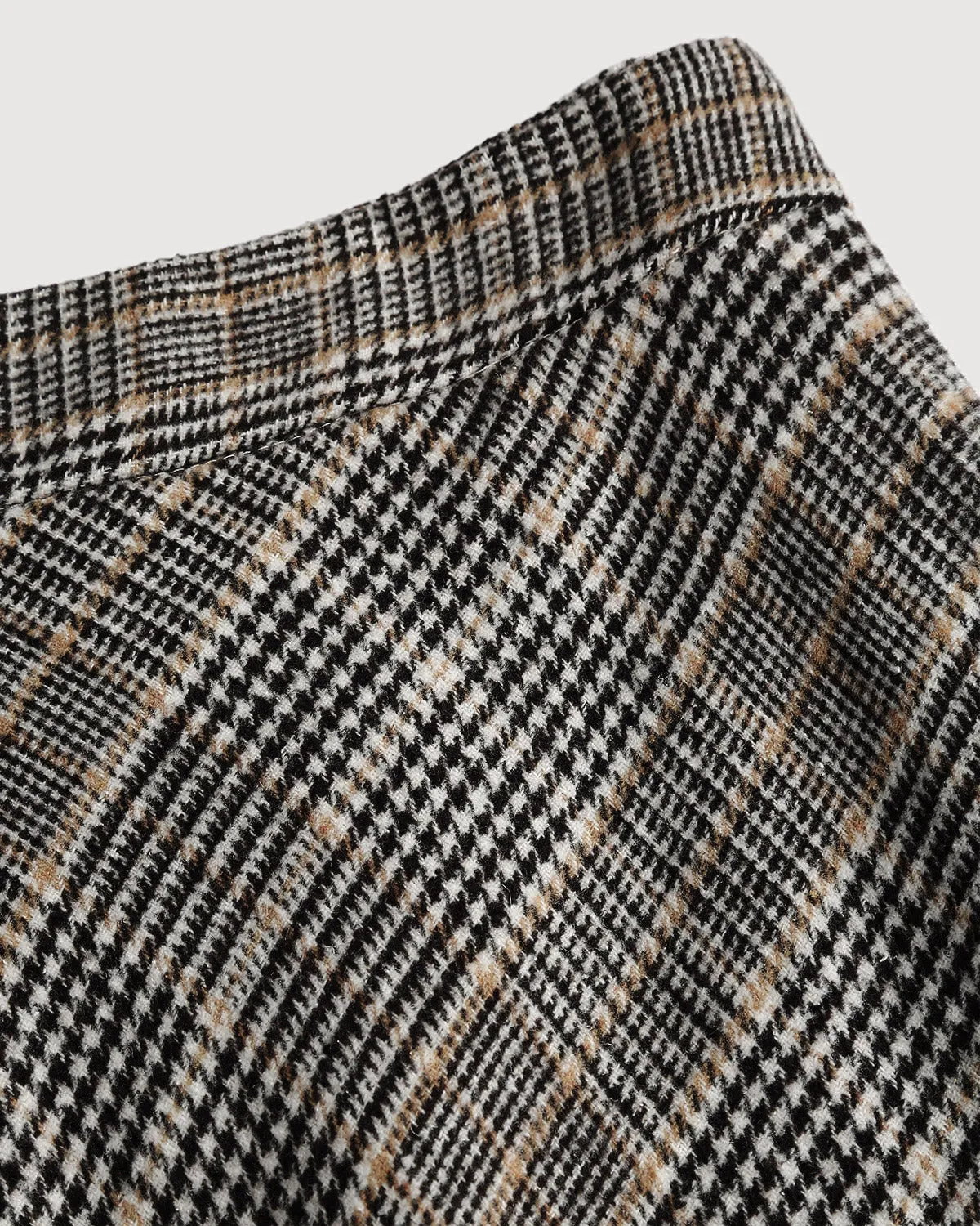Coffee Plaid A-Line Midi Skirt sold by rihoas product image thumbnail 3