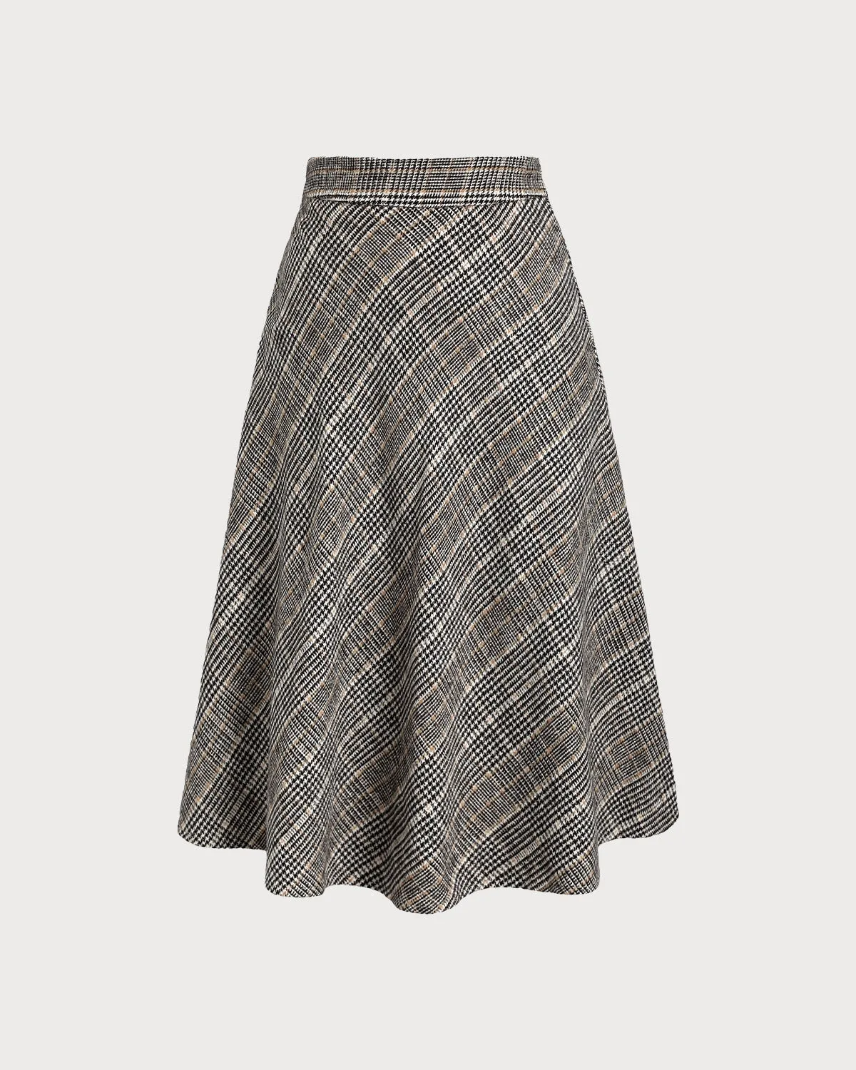 Coffee Plaid A-Line Midi Skirt sold by rihoas
