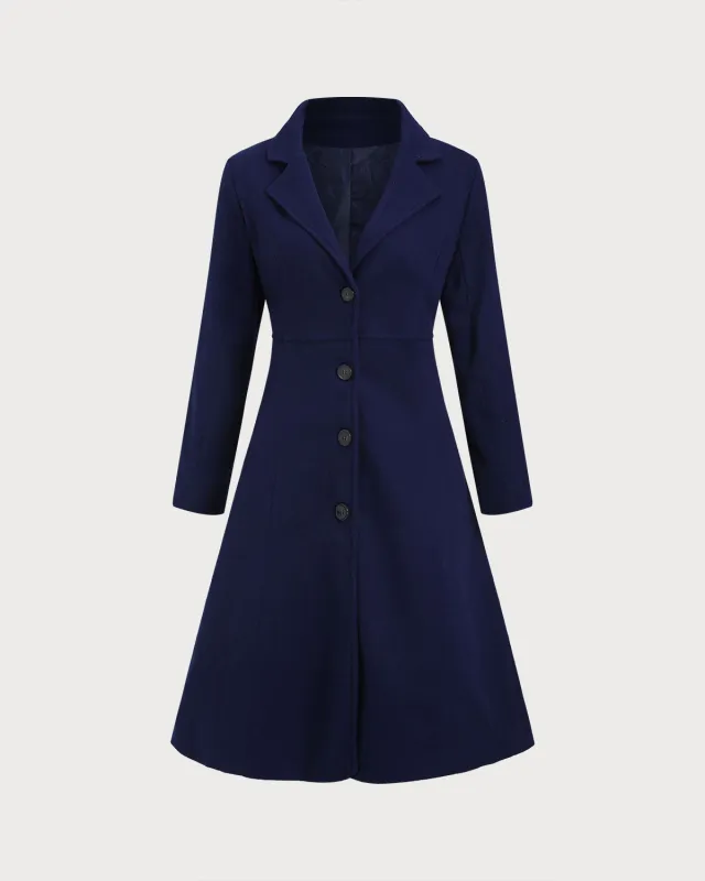 Navy 3/4 Length Sleeve Coat sold by rihoas