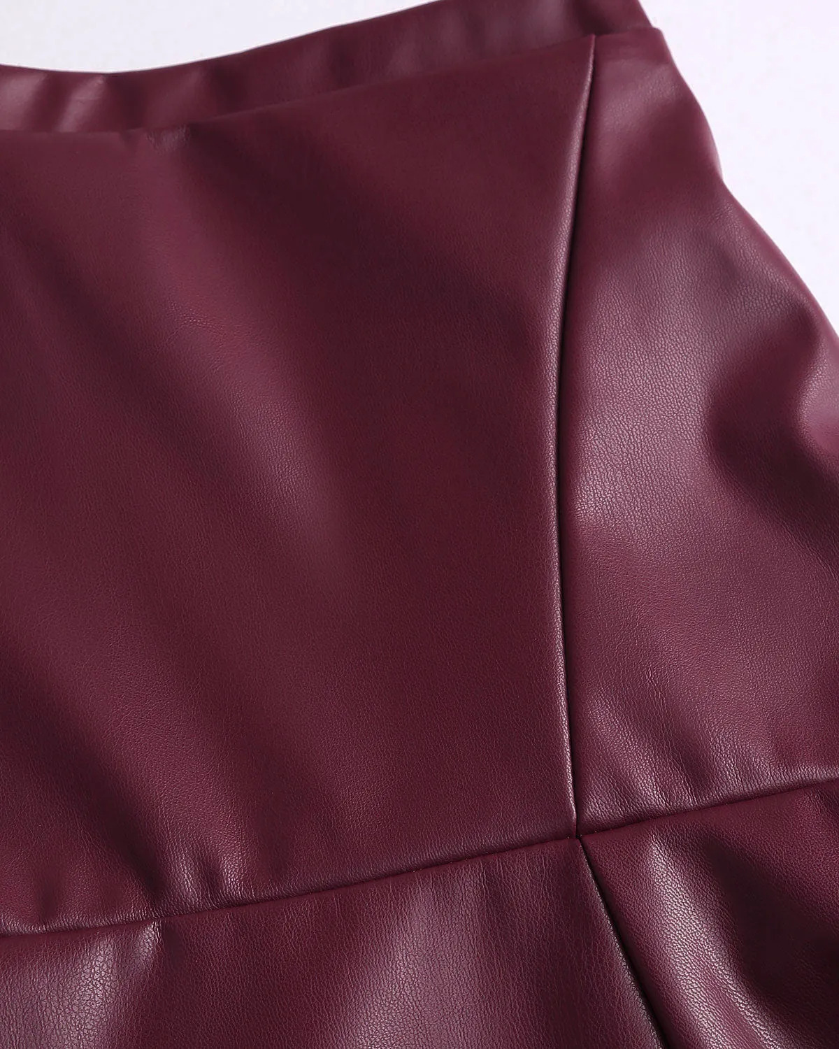 Red PU Leather A-Line Midi Skirt sold by rihoas product image thumbnail 2