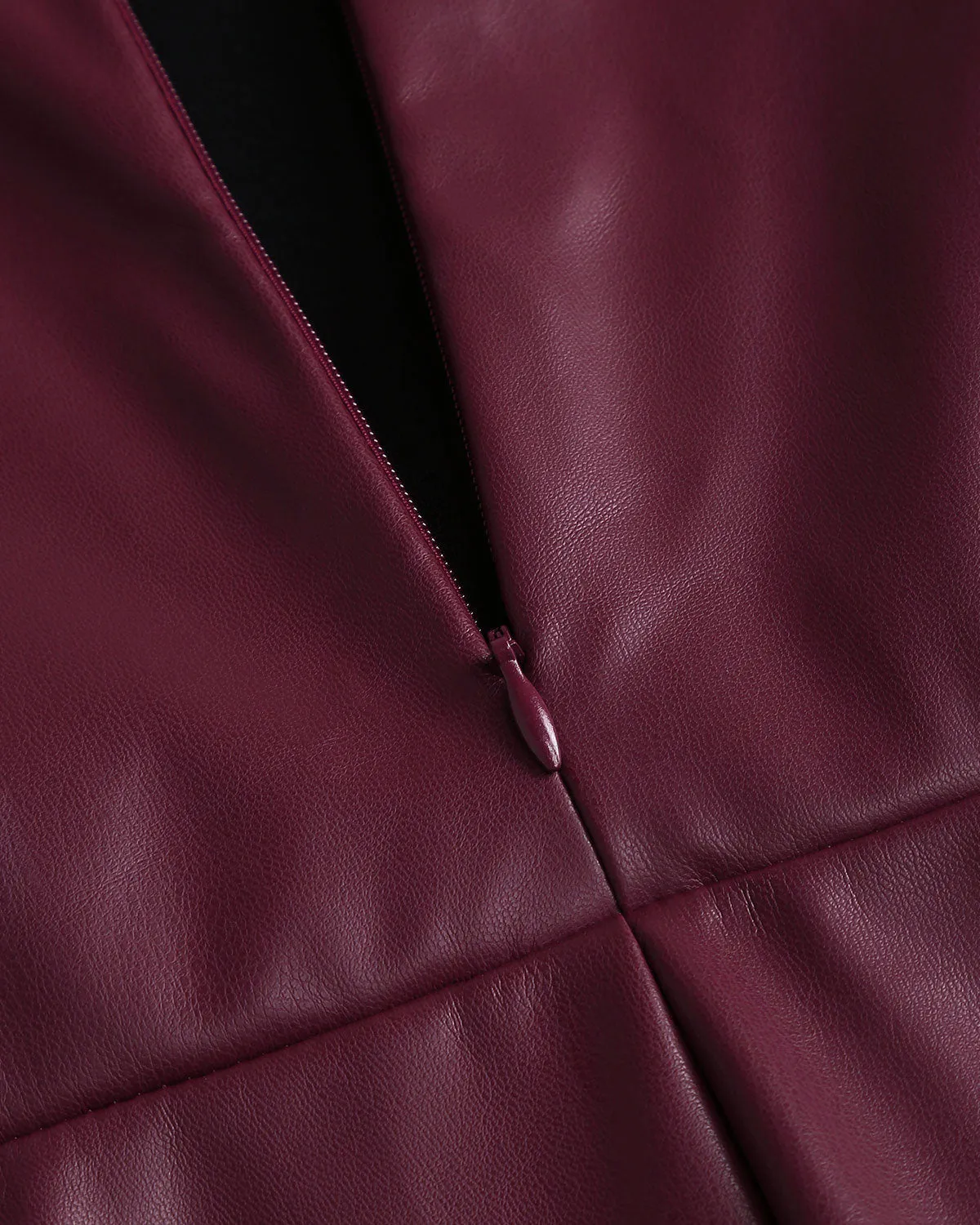 Red PU Leather A-Line Midi Skirt sold by rihoas product image thumbnail 3