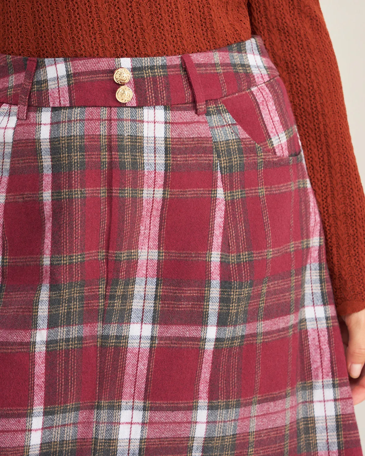 Red Plaid A-Line Mini Skirt sold by rihoas product image thumbnail 2