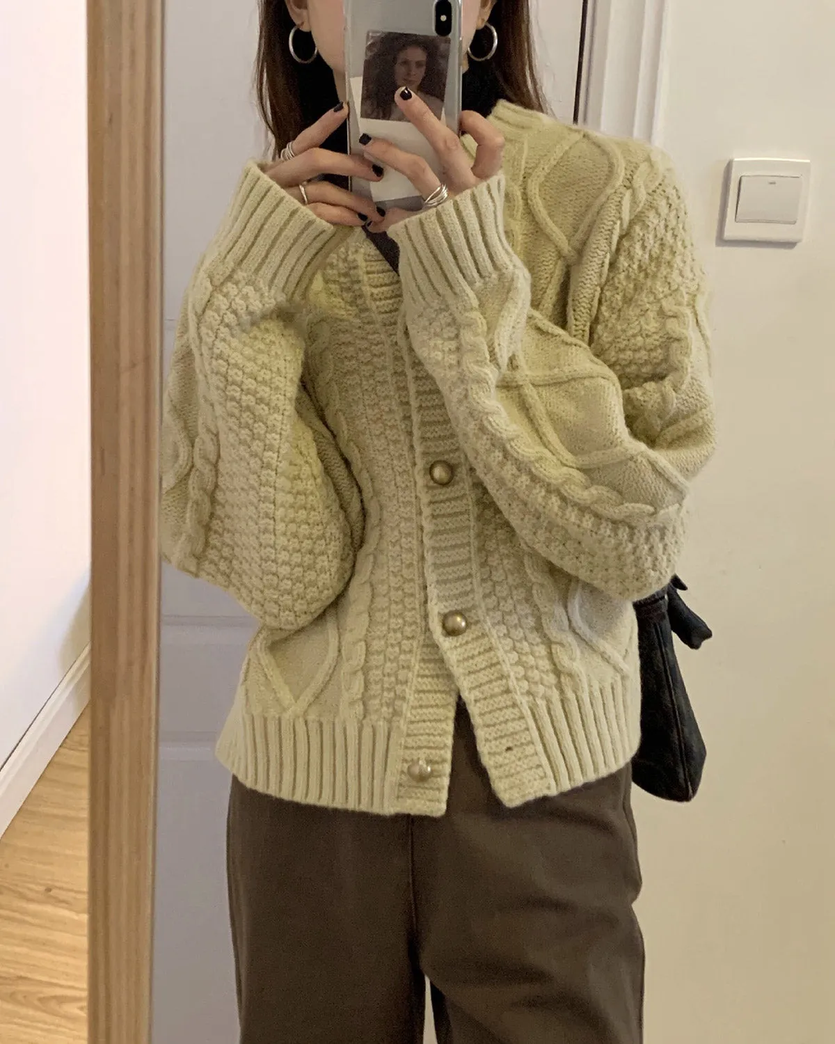 Apricot Single Breasted Knit Cardigan sold by rihoas product image thumbnail 4