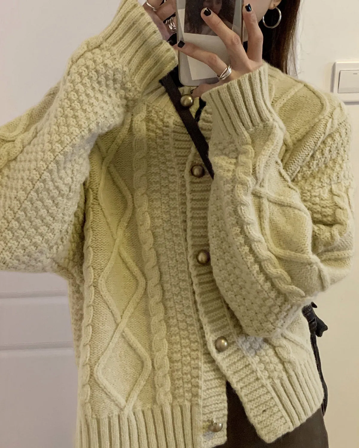 Apricot Single Breasted Knit Cardigan sold by rihoas product image thumbnail 2