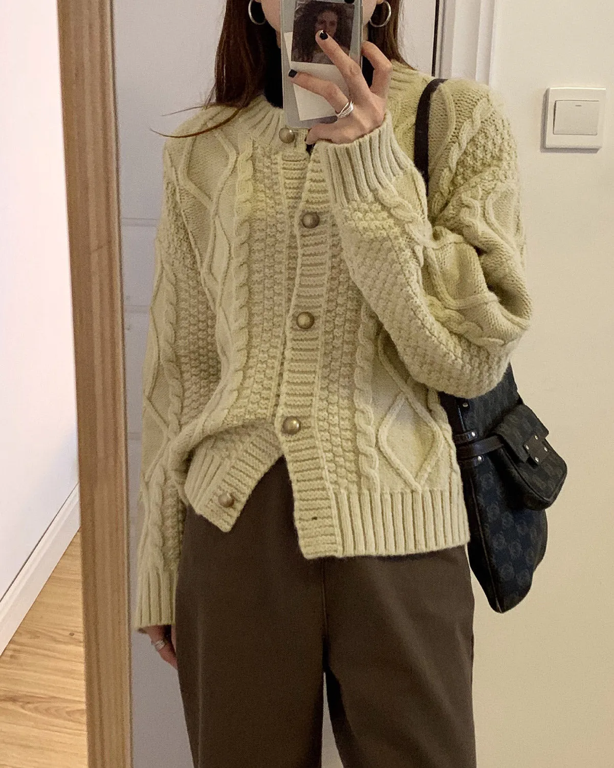 Apricot Single Breasted Knit Cardigan sold by rihoas product image thumbnail 3