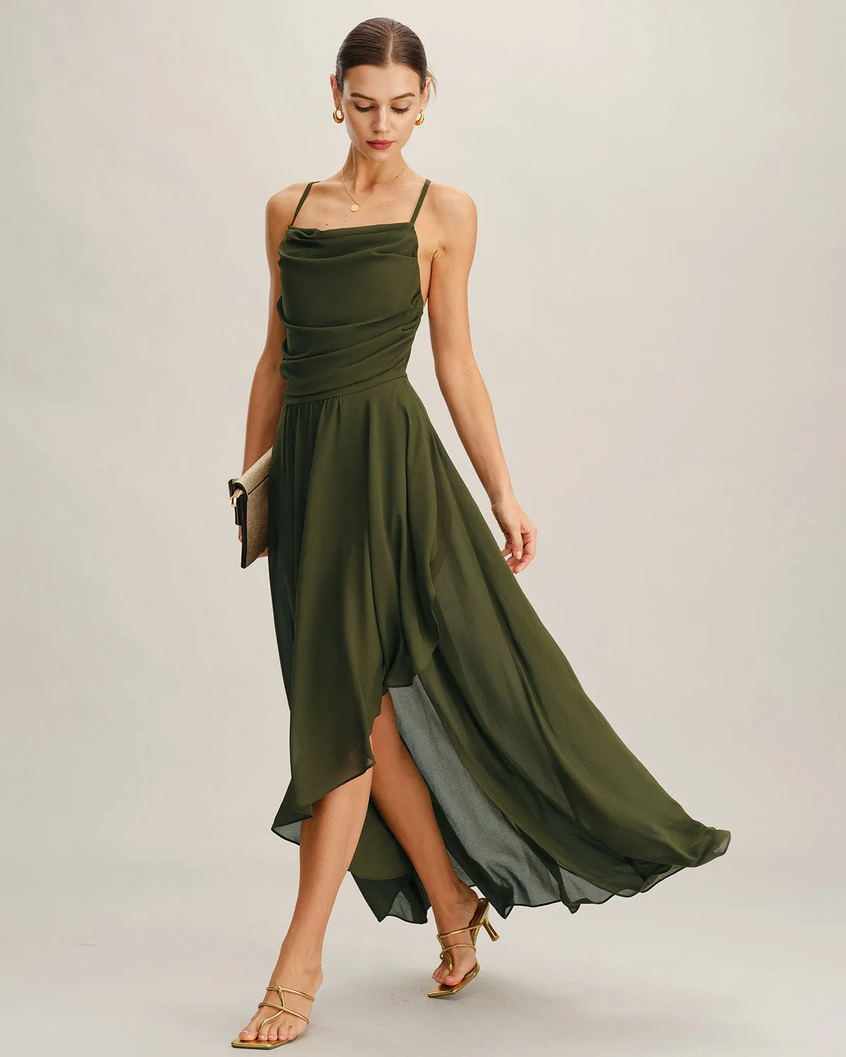 Green Chiffon A-Line Slip Maxi Dress sold by rihoas