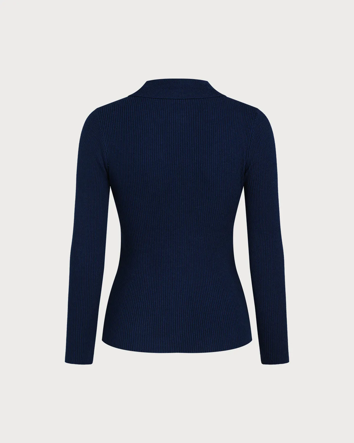 Blue V Neck Ruched Knit Cardigan sold by rihoas product image thumbnail 4