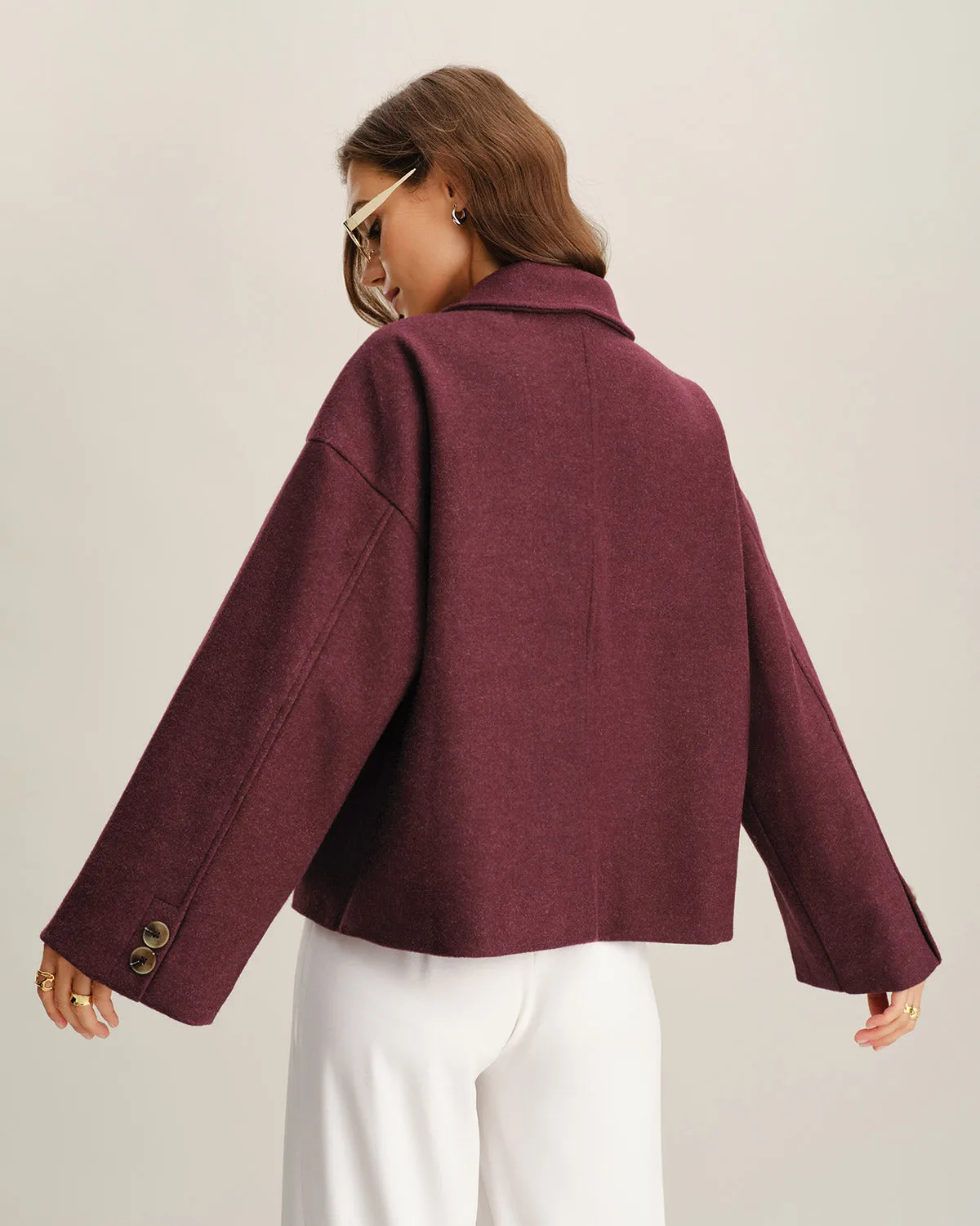 Wine Red Single Breasted Jacket sold by rihoas product image thumbnail 4