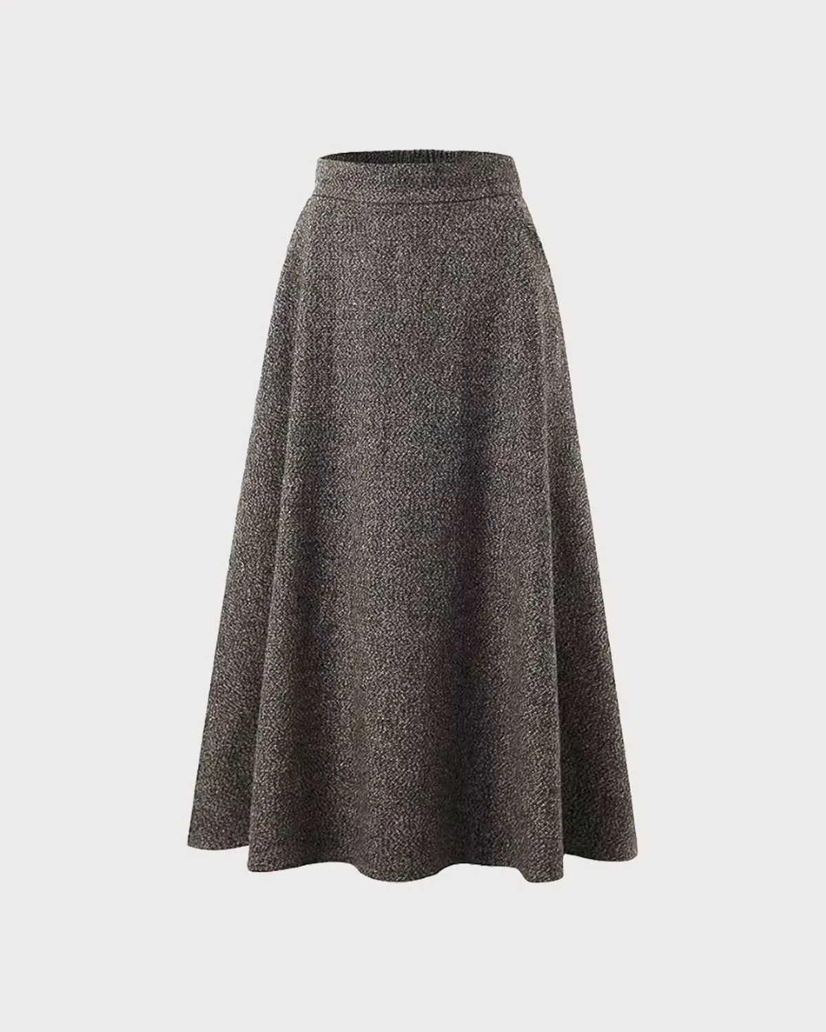 Grey A-Line Zipper Midi Skirt sold by rihoas
