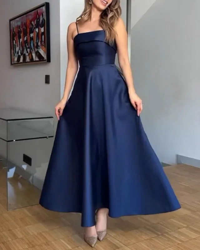 Blue A-Line Slip Maxi Dress sold by rihoas