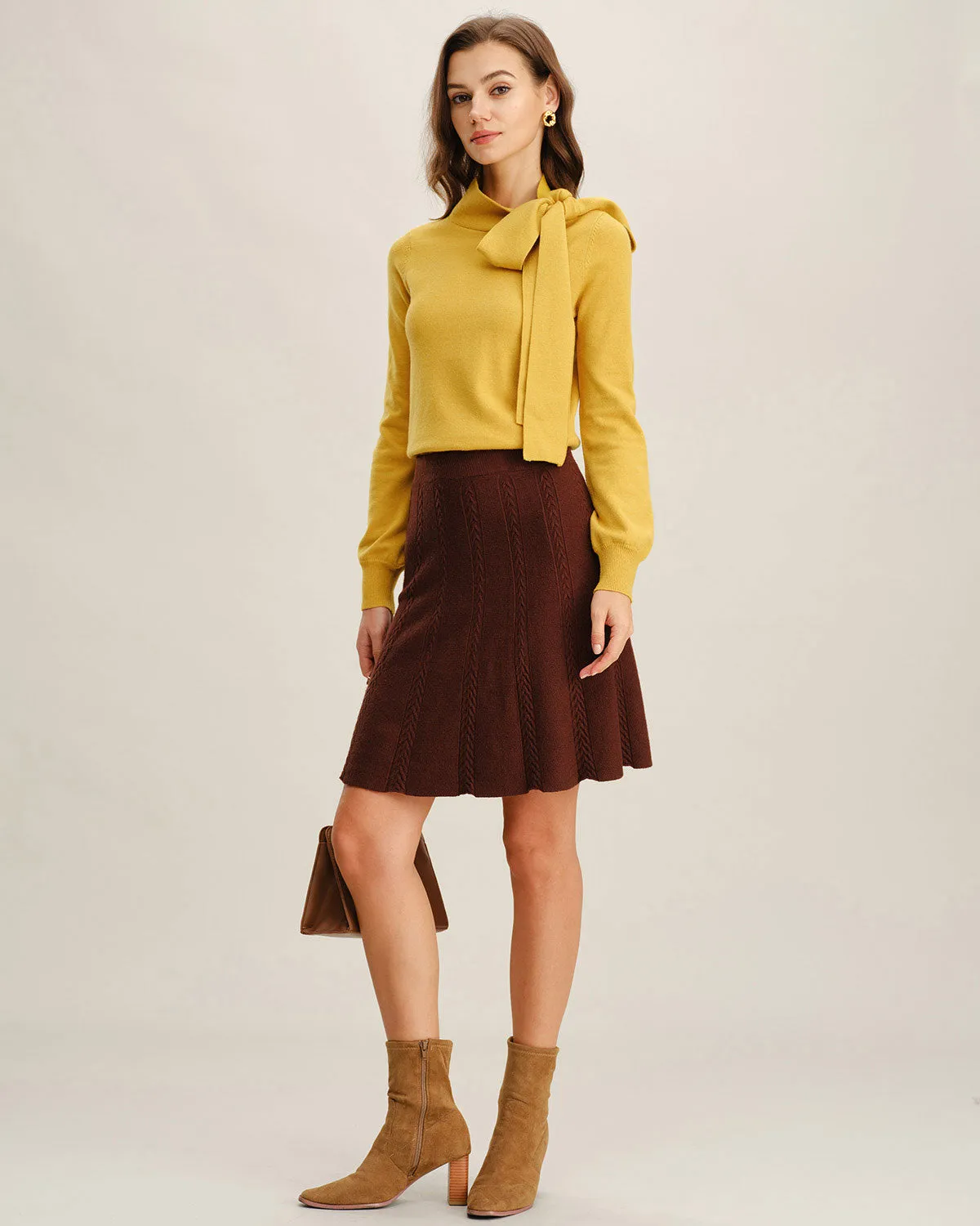 Yellow Tie Neck Slim Sweater sold by rihoas product image thumbnail 4