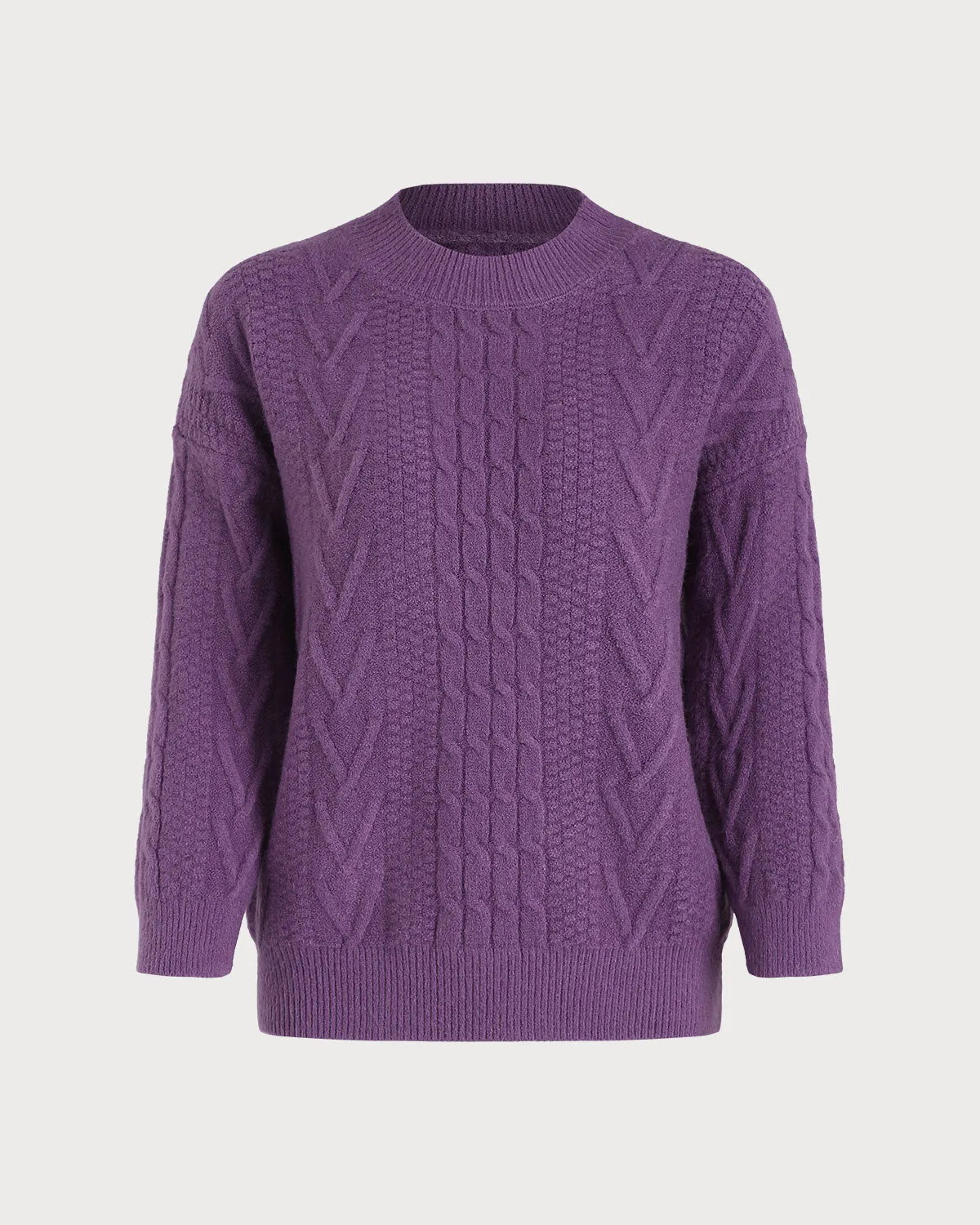Purple Round Neck Loose Sweater sold by rihoas