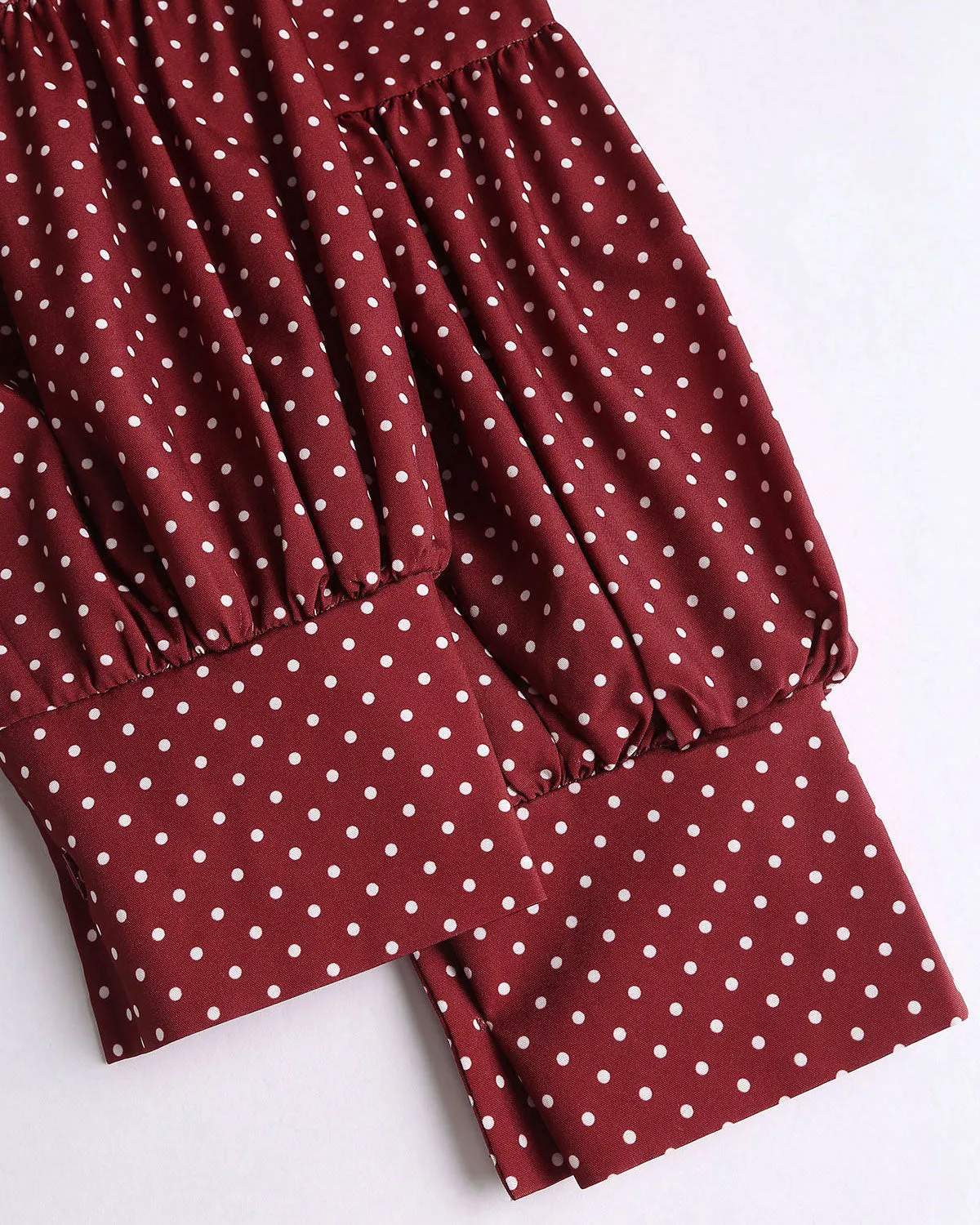 Red V Neck Polka Dot Blouse sold by rihoas product image thumbnail 3