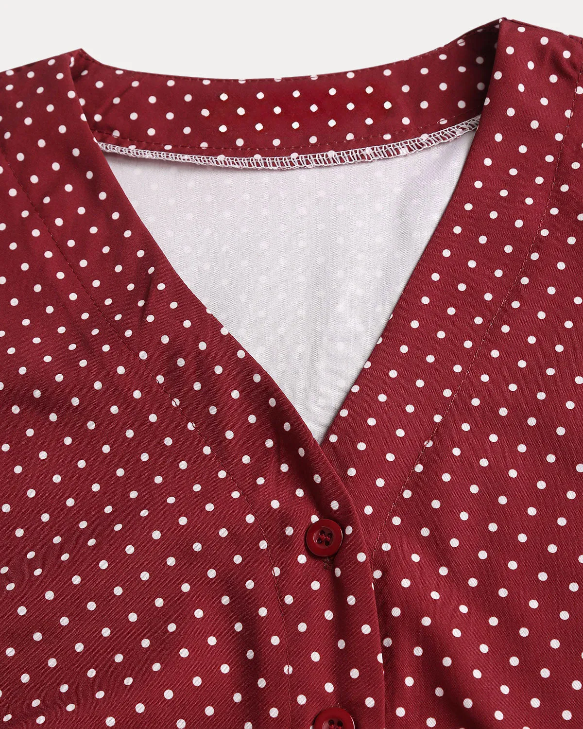 Red V Neck Polka Dot Blouse sold by rihoas product image thumbnail 2
