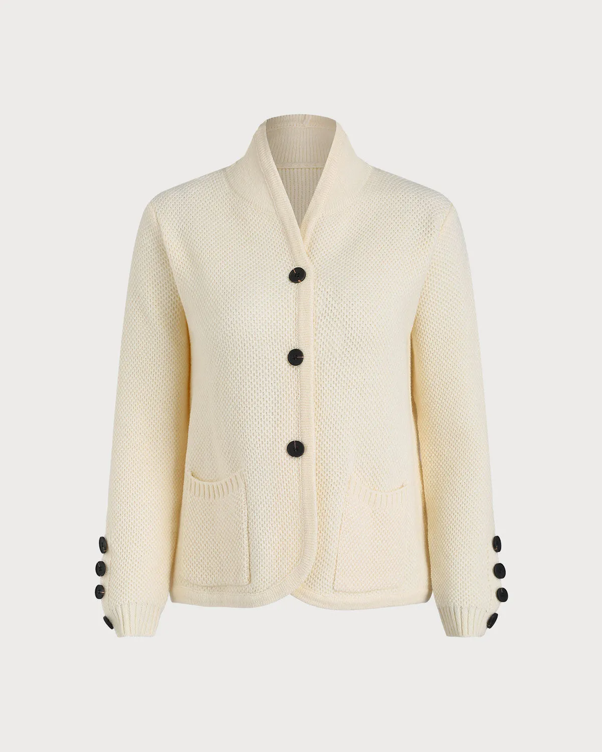 White V Neck Single Breasted Cardigan sold by rihoas