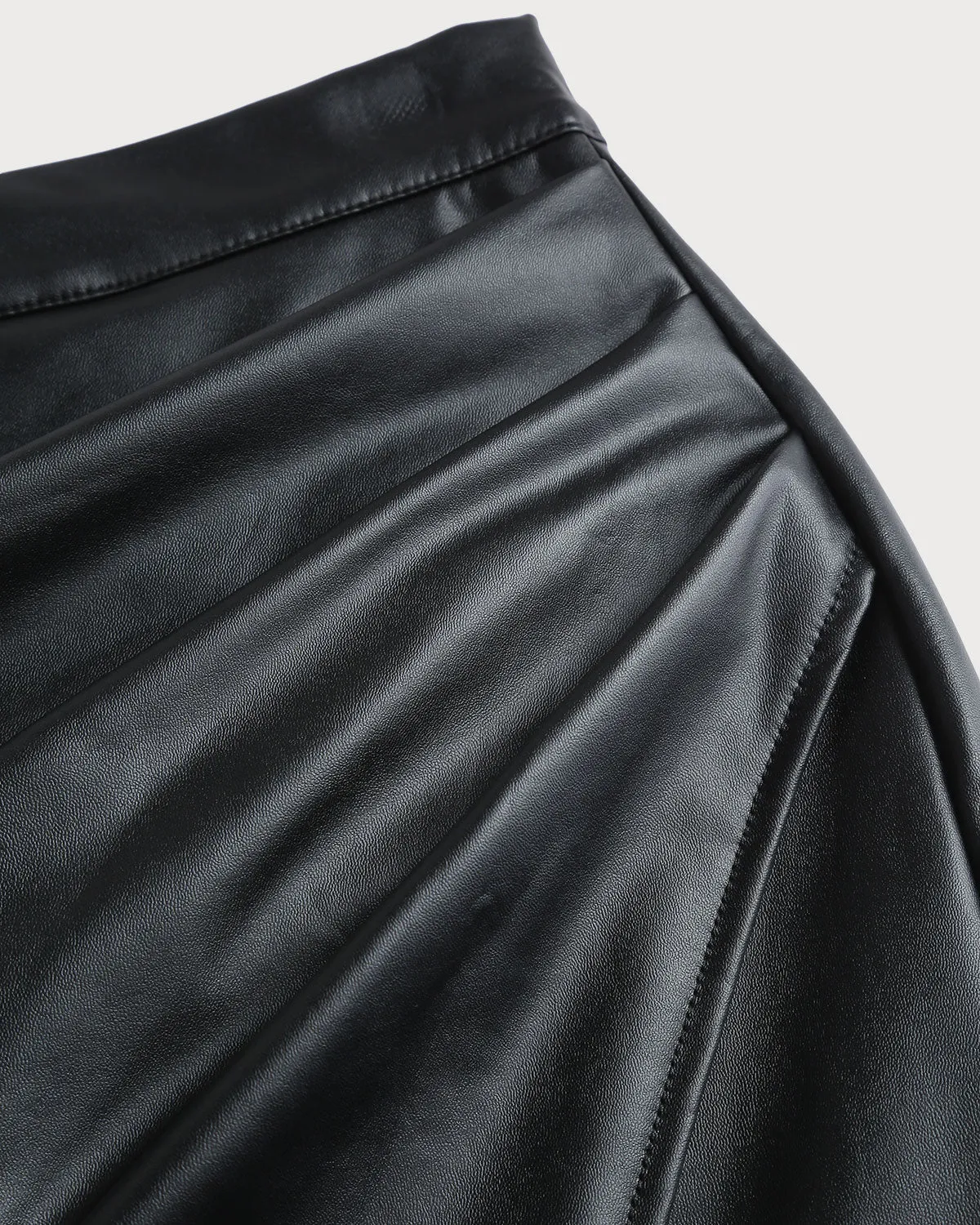Black Straight Leather Midi Skirt sold by rihoas product image thumbnail 2