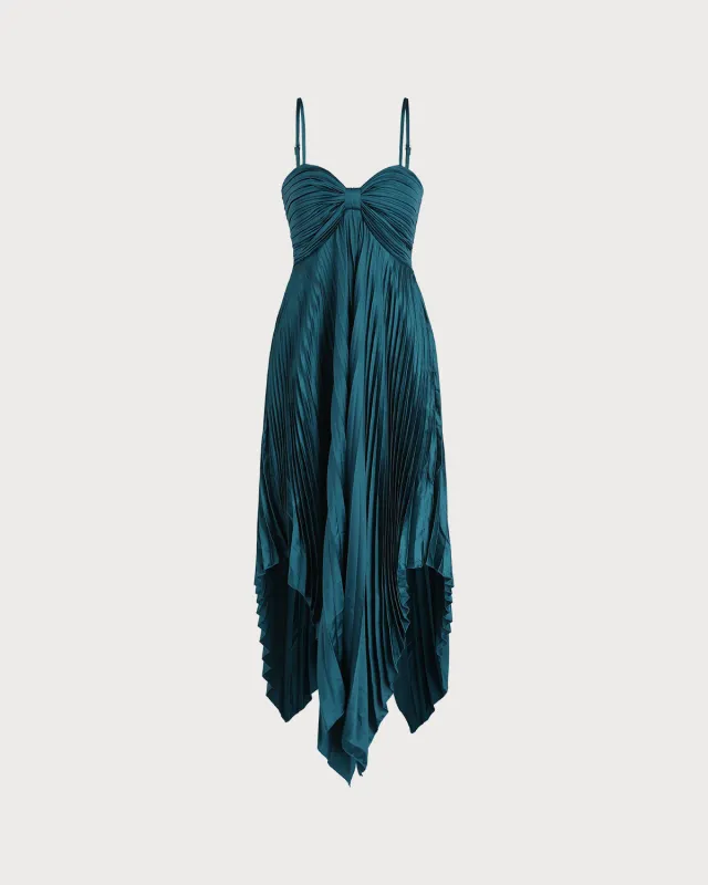 Green Shirred Slip Midi Dress sold by rihoas