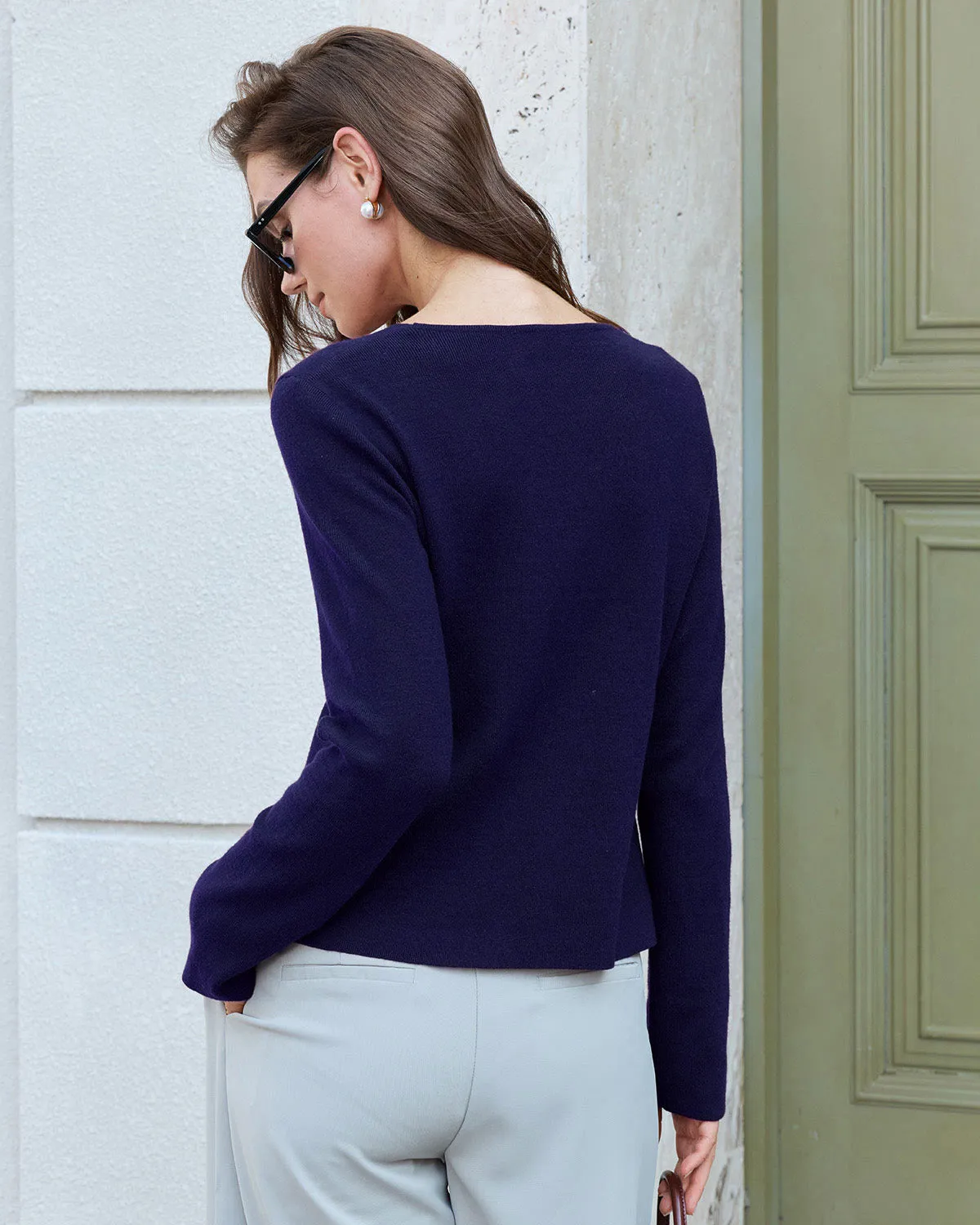 Blue Button Knit Cardigan sold by rihoas product image thumbnail 3