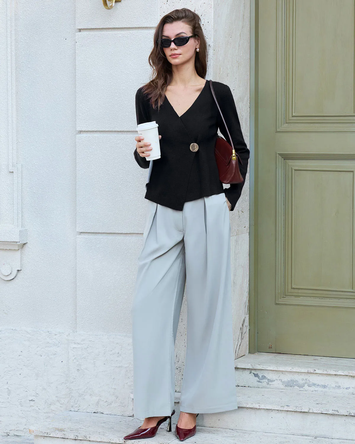 Black Button Knit Cardigan sold by rihoas product image thumbnail 4