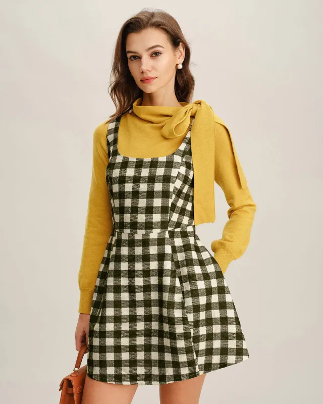 Green Plaid Sleeveless Mini Dress sold by rihoas