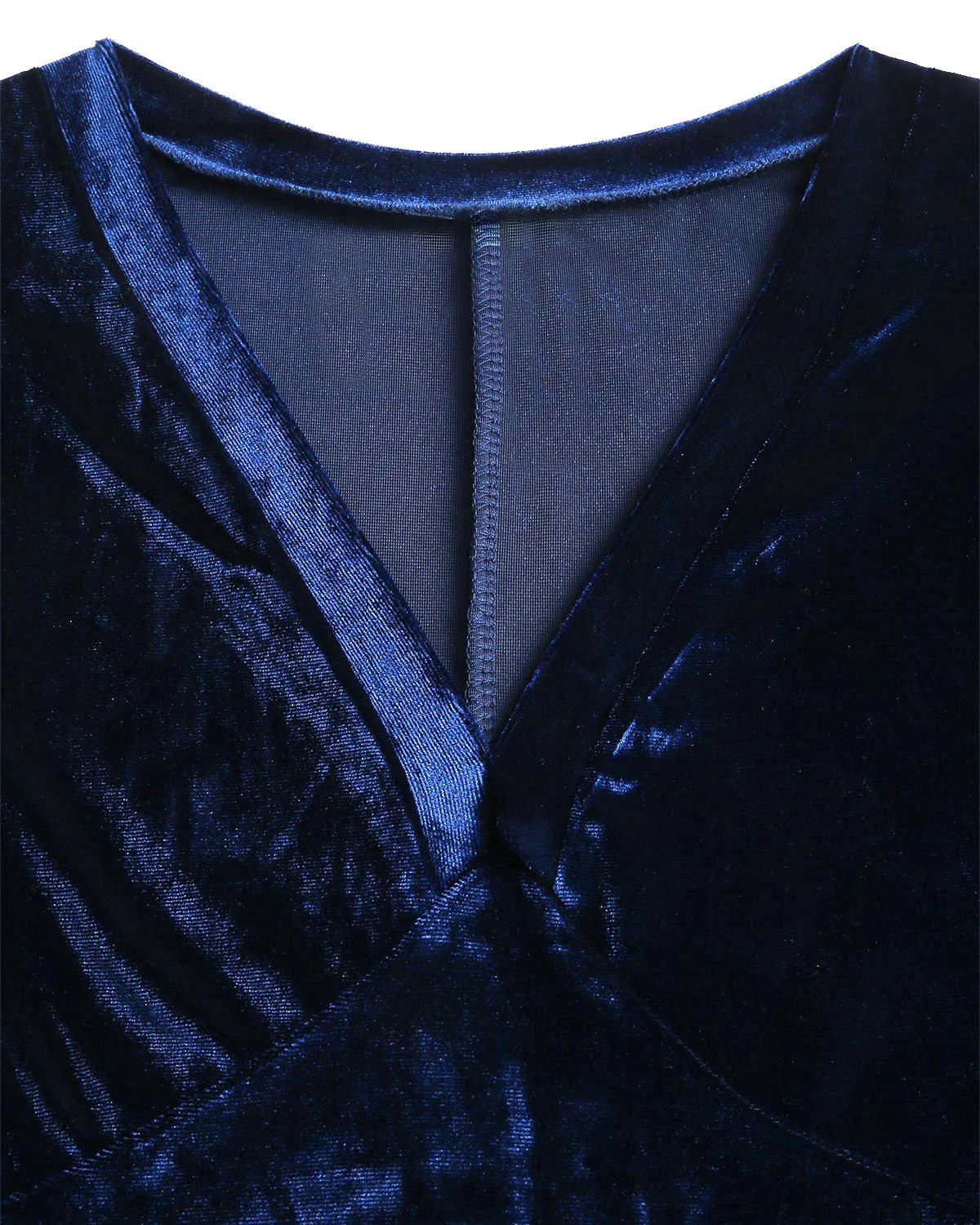 Blue Velour V Neck Maxi Dress sold by rihoas product image thumbnail 2