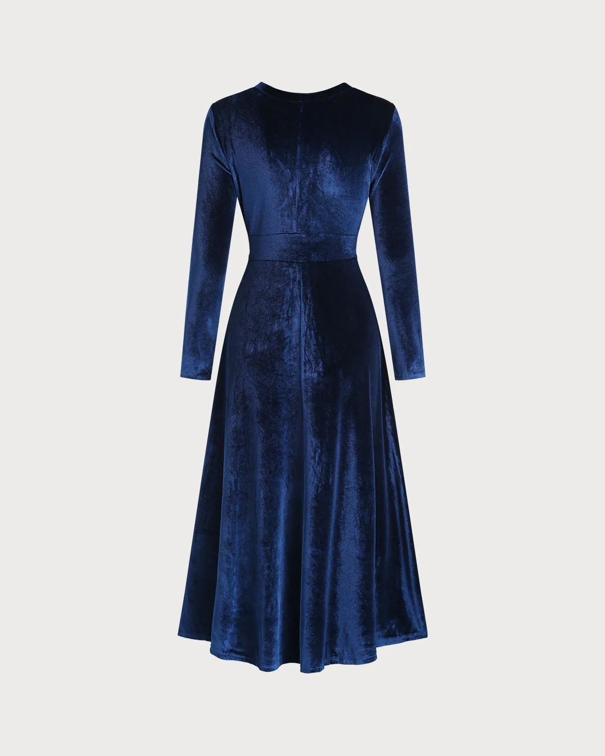 Blue Velour V Neck Maxi Dress sold by rihoas product image thumbnail 3