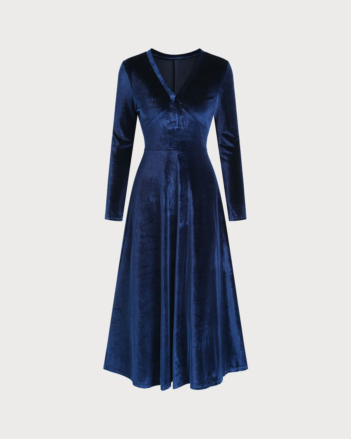 Blue Velour V Neck Maxi Dress sold by rihoas