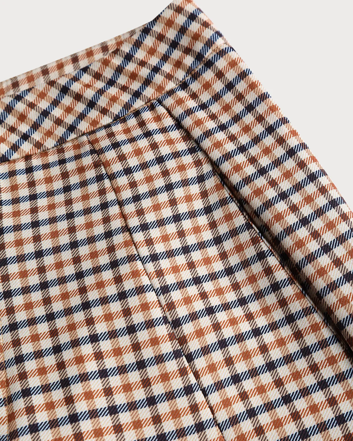 Khaki Plaid Casual Straight Pants sold by rihoas product image thumbnail 2