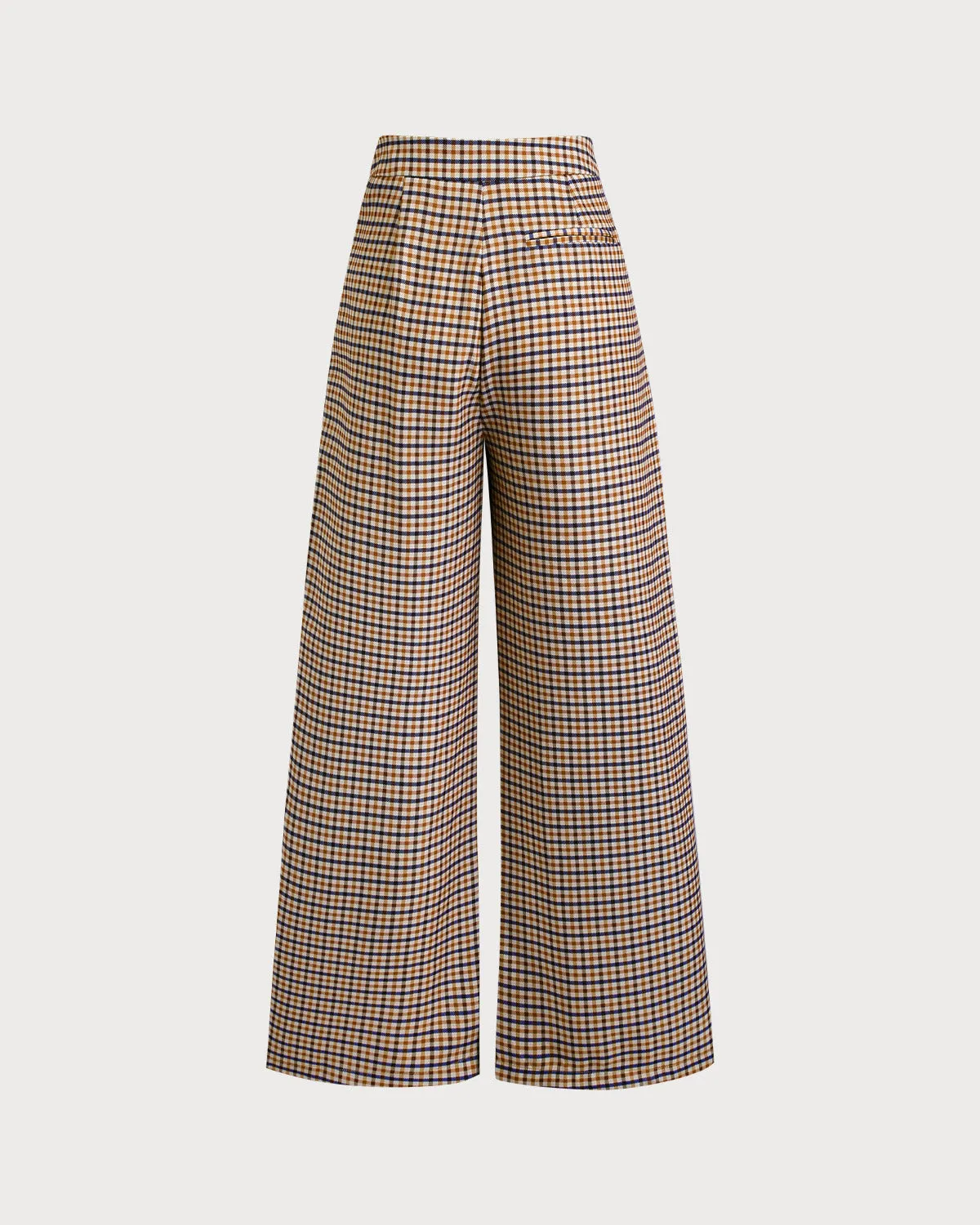 Khaki Plaid Casual Straight Pants sold by rihoas product image thumbnail 4