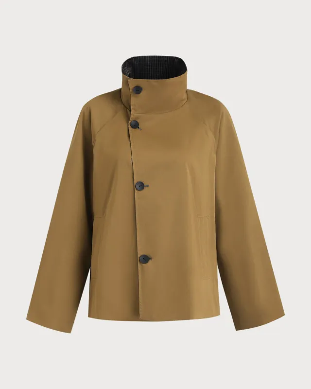 Khaki Single Breasted Reversible Jacket sold by rihoas