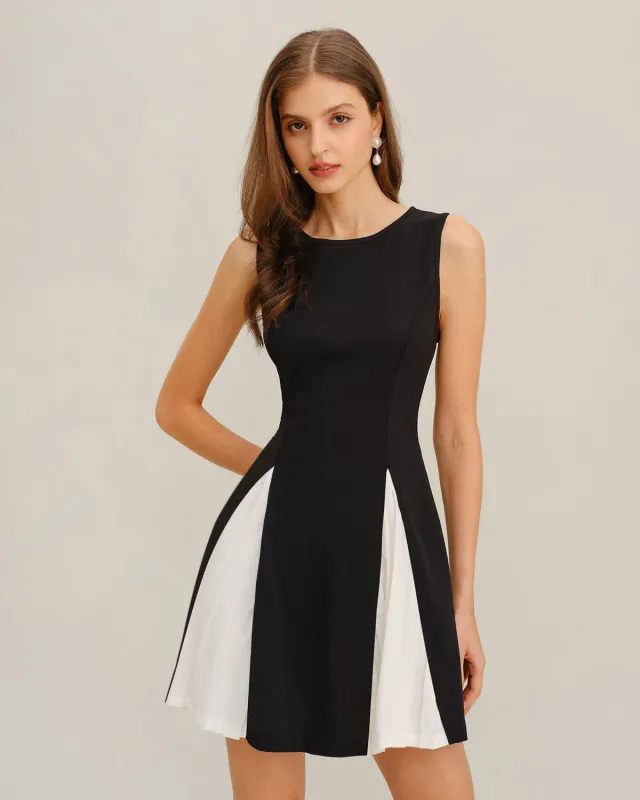 Black Contrasting Round Neck Mini Dress sold by rihoas