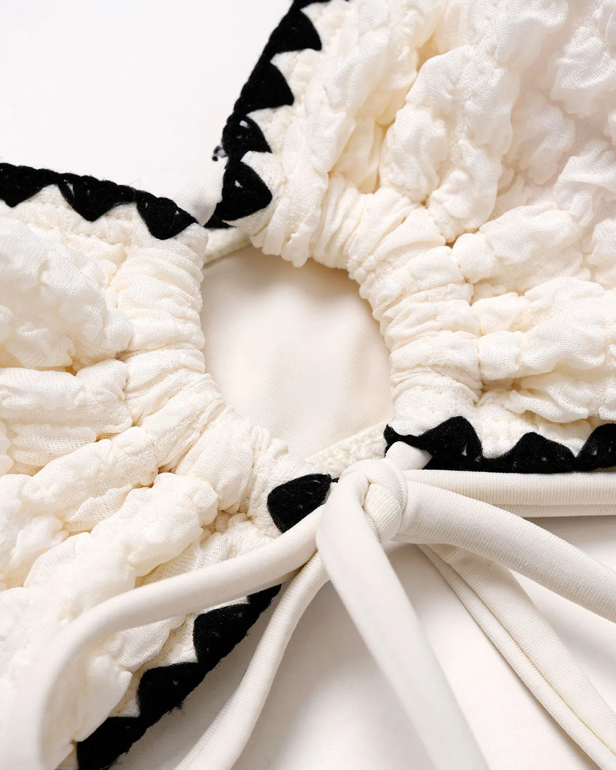 White Contrasting Bandeau Bikini Set sold by rihoas product image thumbnail 5