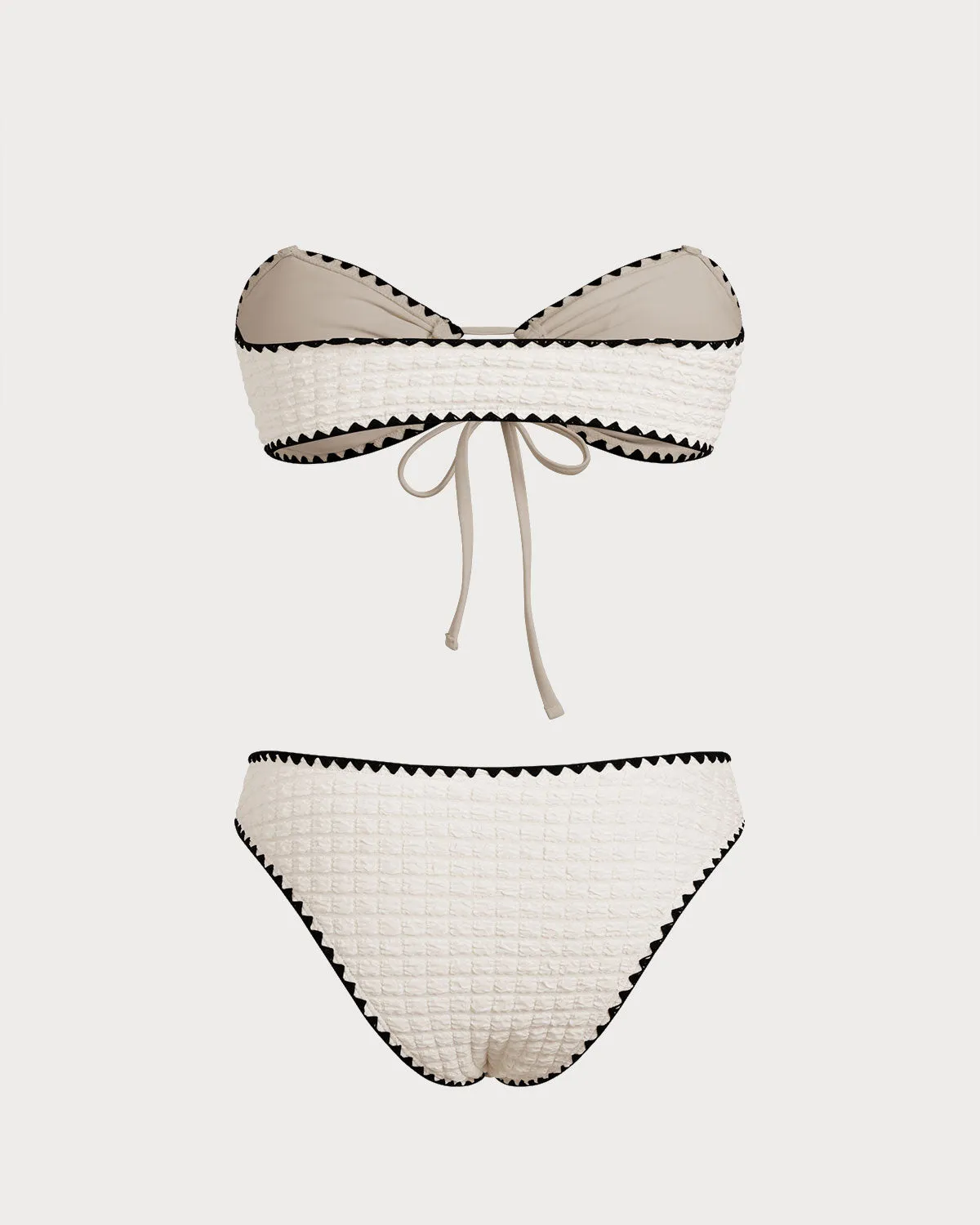 White Contrasting Bandeau Bikini Set sold by rihoas product image thumbnail 4