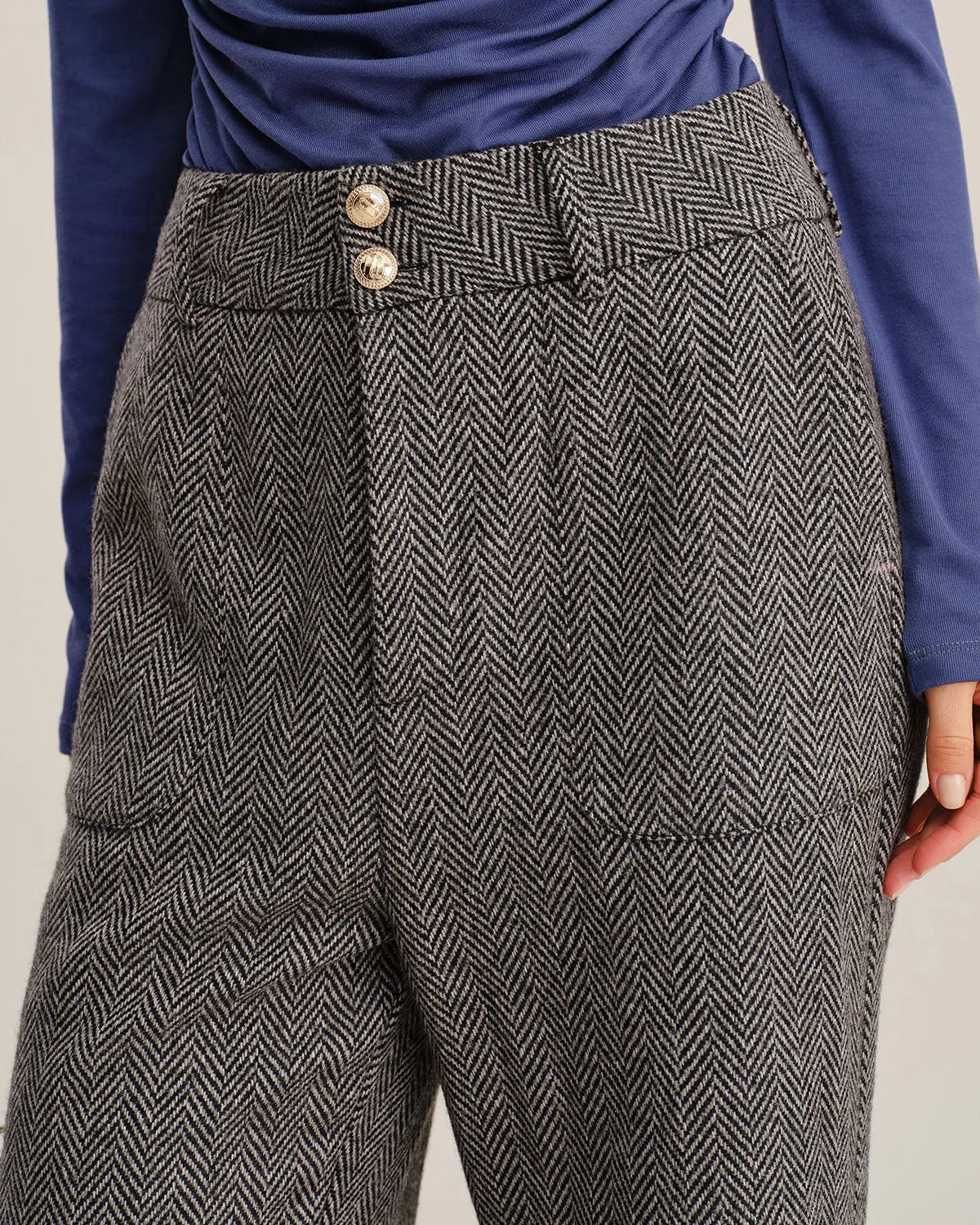 Grey Tweed Straight Pants sold by rihoas product image thumbnail 2