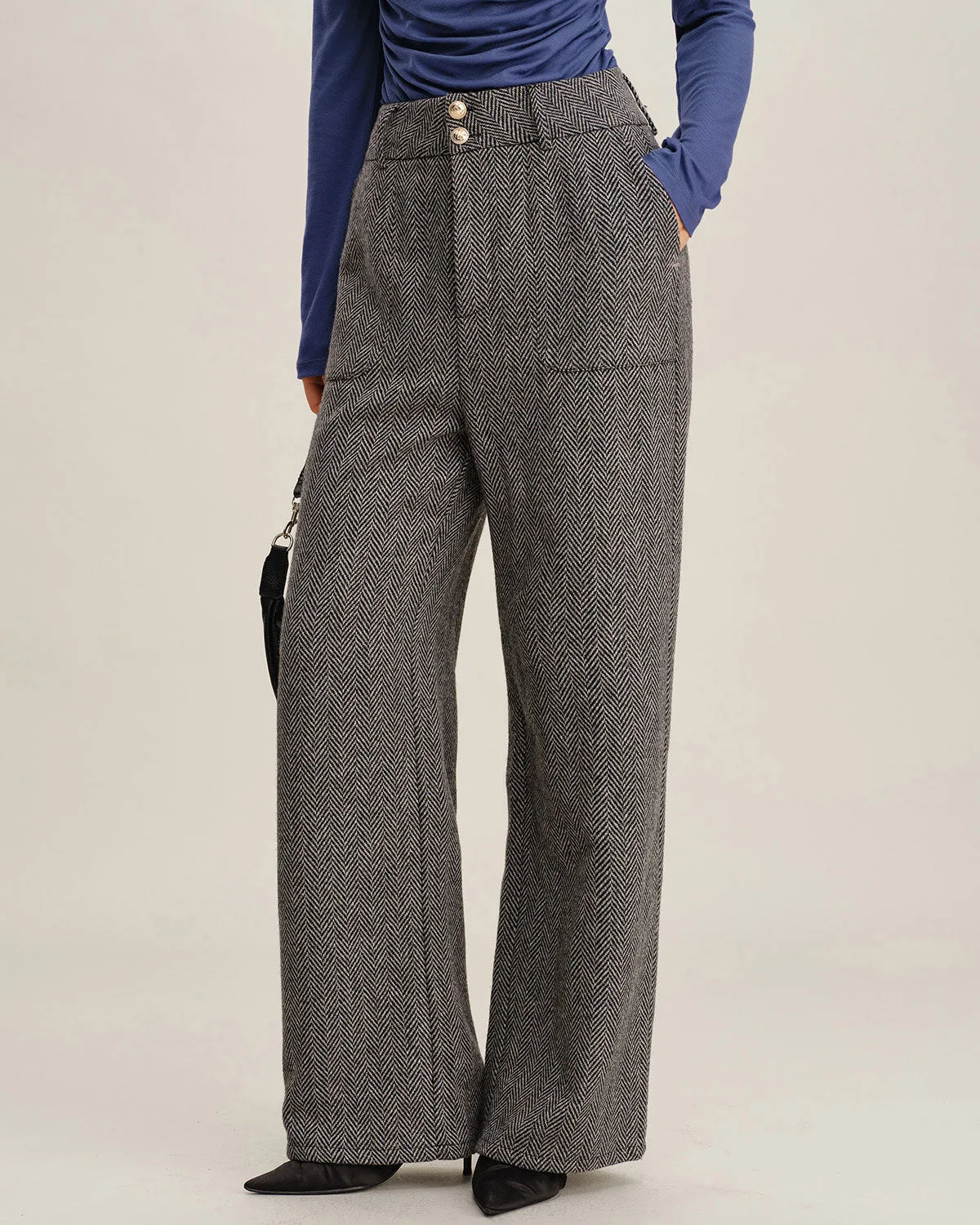 Grey Tweed Straight Pants sold by rihoas product image thumbnail 3