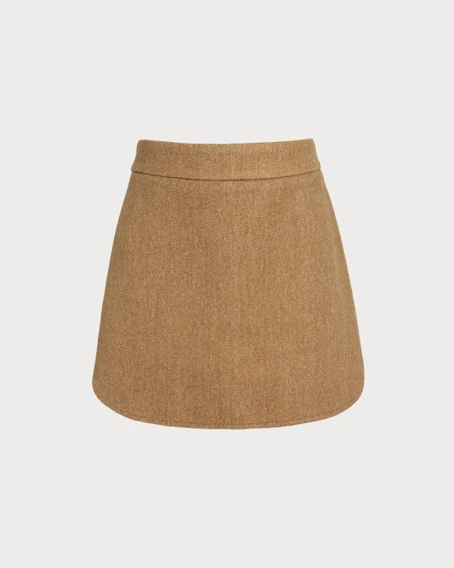 Caramel Natural Waisted A-Line Mini Skirt sold by rihoas