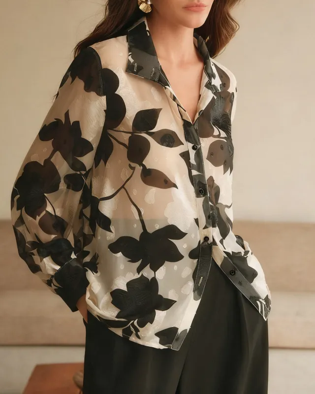 Black Floral Loose Shirt sold by rihoas