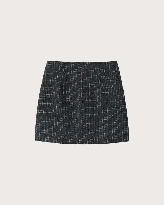 Black Plaid A-Line Mini Skirt sold by rihoas