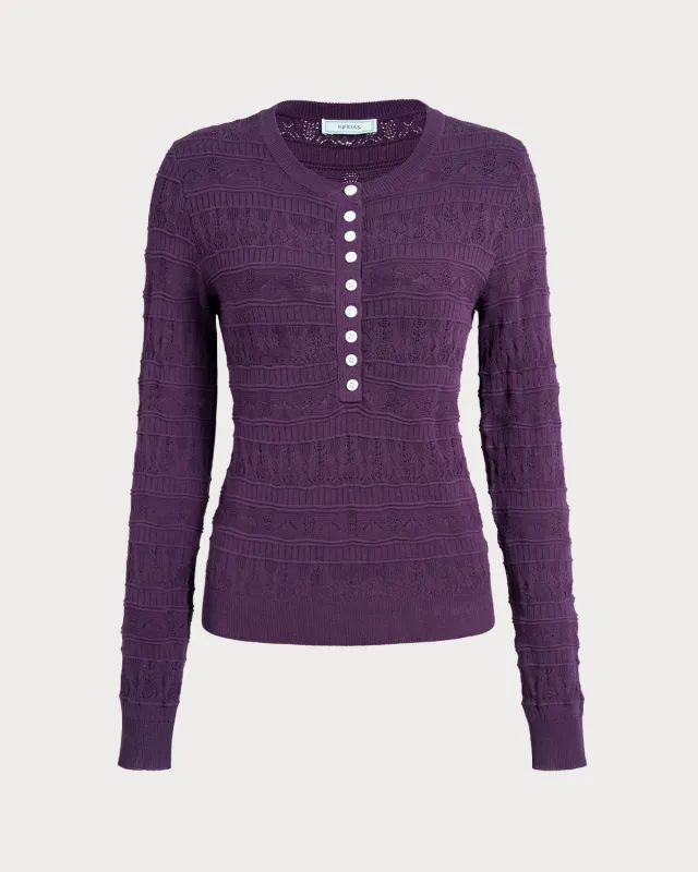 Purple Textured Slim Knit Tee sold by rihoas