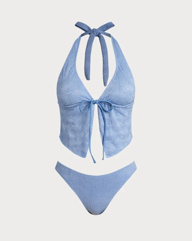 Light Blue Knitted Tankini Set sold by rihoas