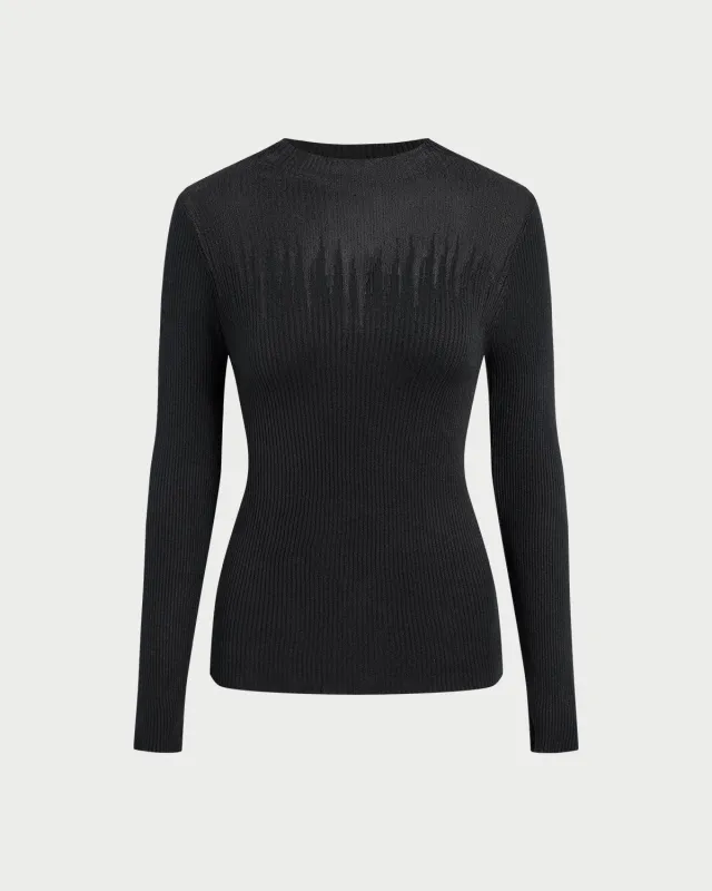 Black See Through Slim Knit Tee sold by rihoas