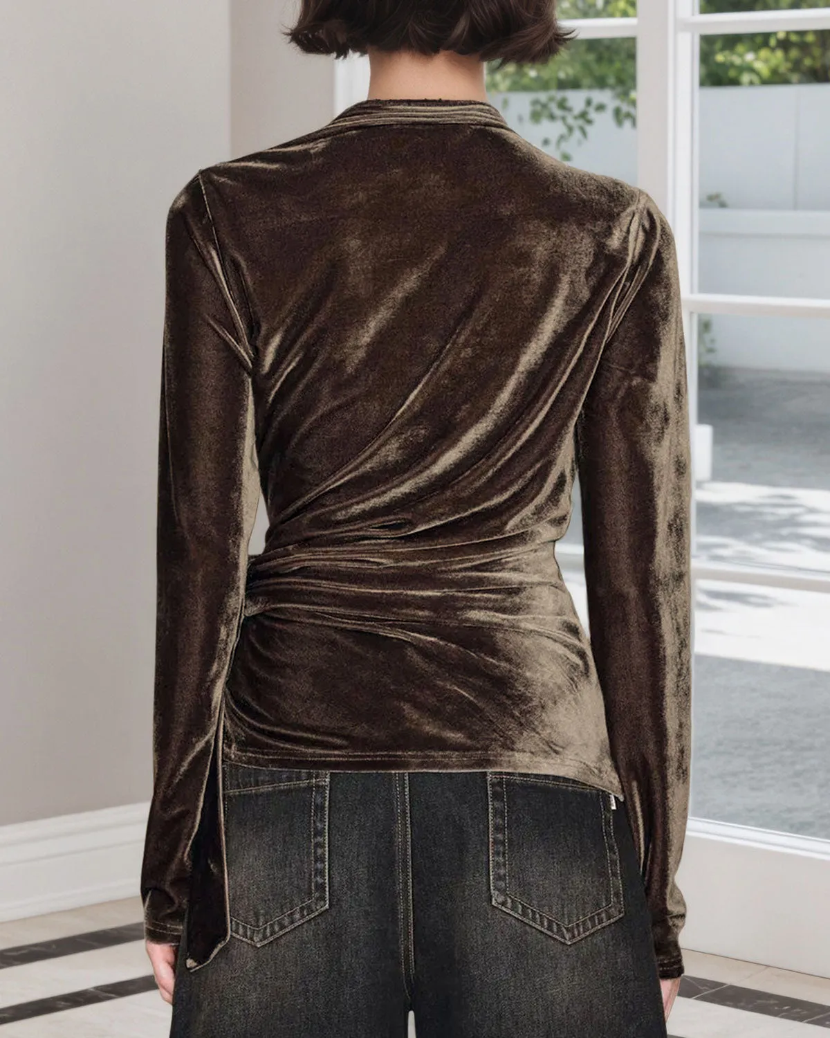 Brown Ruched Velour Tee sold by rihoas product image thumbnail 2