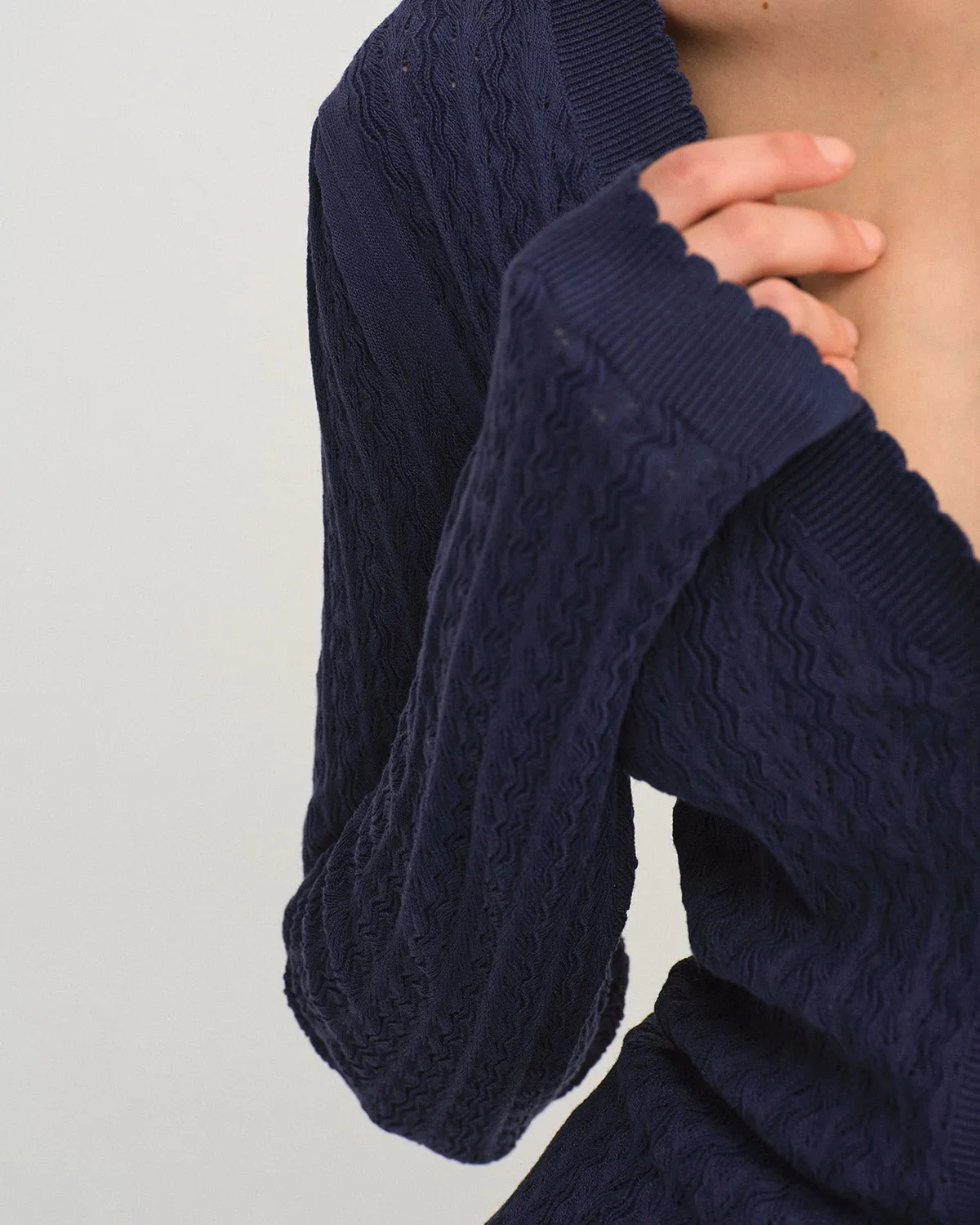Navy V Neck Knit Cardigan sold by rihoas product image thumbnail 2