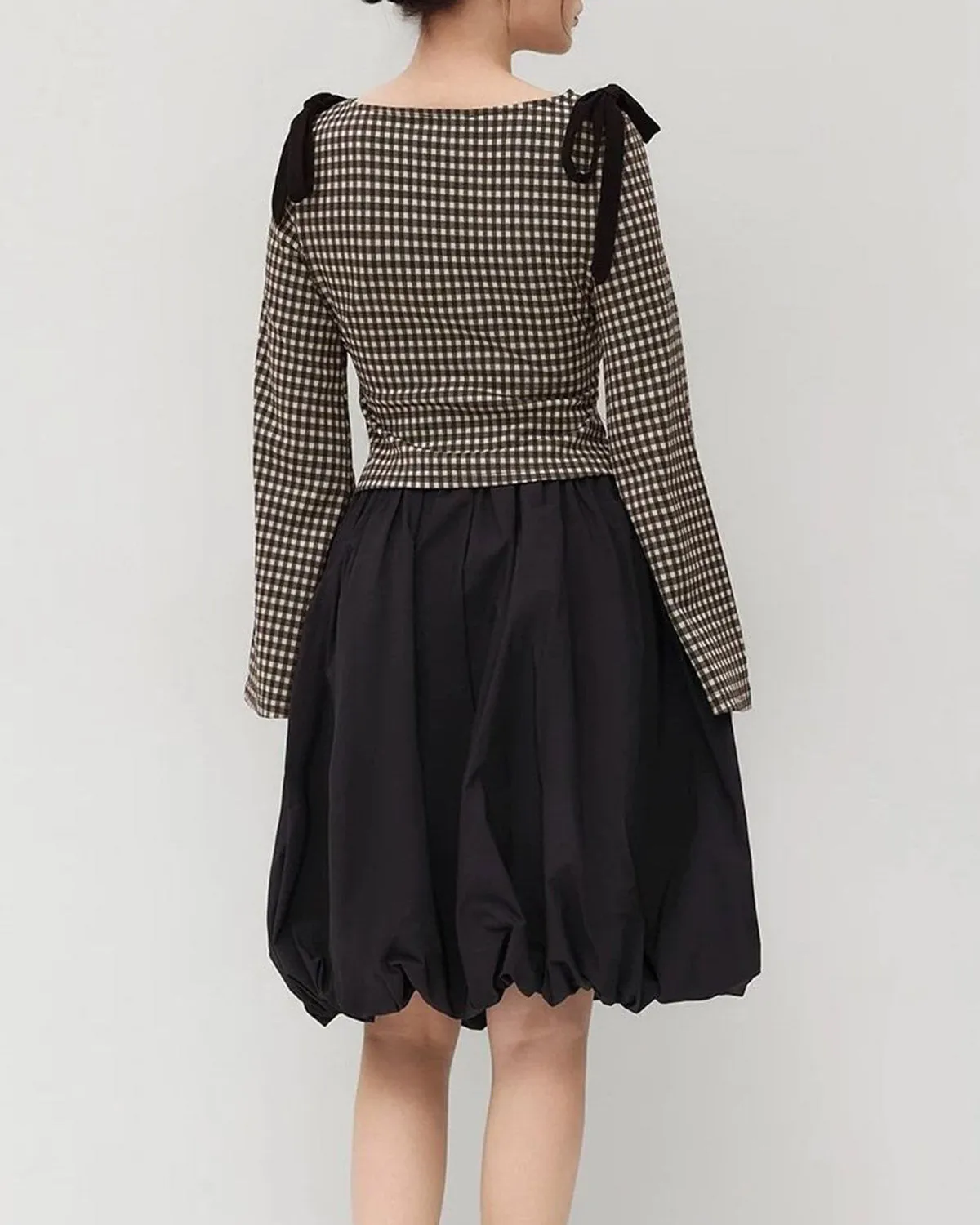 Coffee Plaid Bell Sleeve Tee sold by rihoas product image thumbnail 5