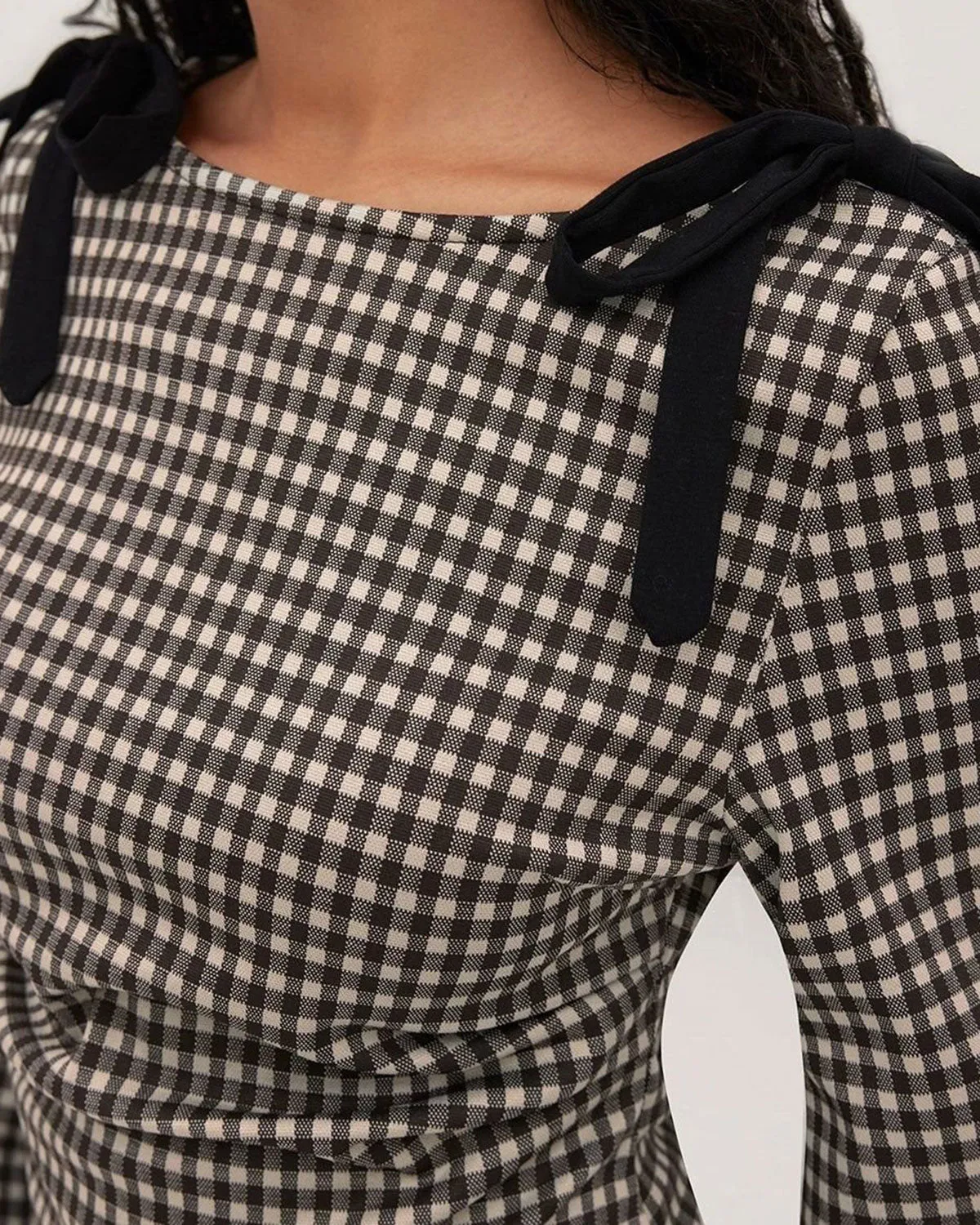 Coffee Plaid Bell Sleeve Tee sold by rihoas product image thumbnail 2