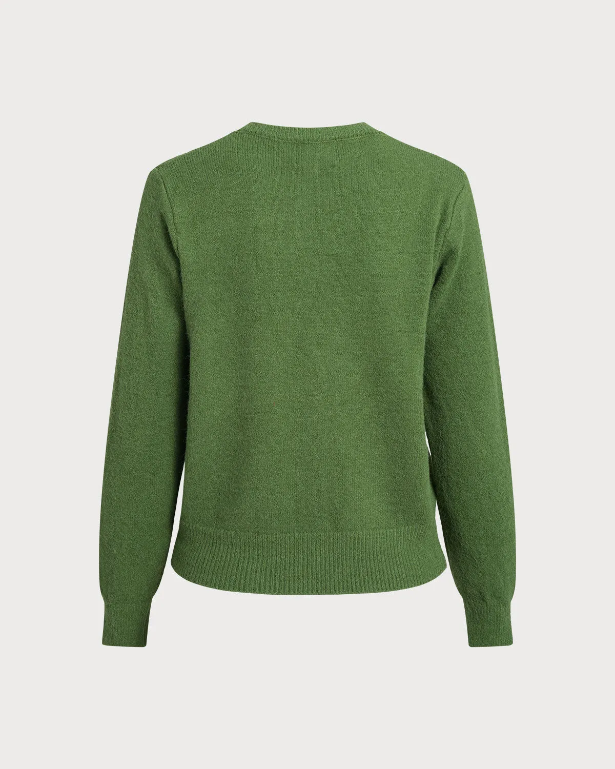 Green Round Neck Knit Cardigan sold by rihoas product image thumbnail 4