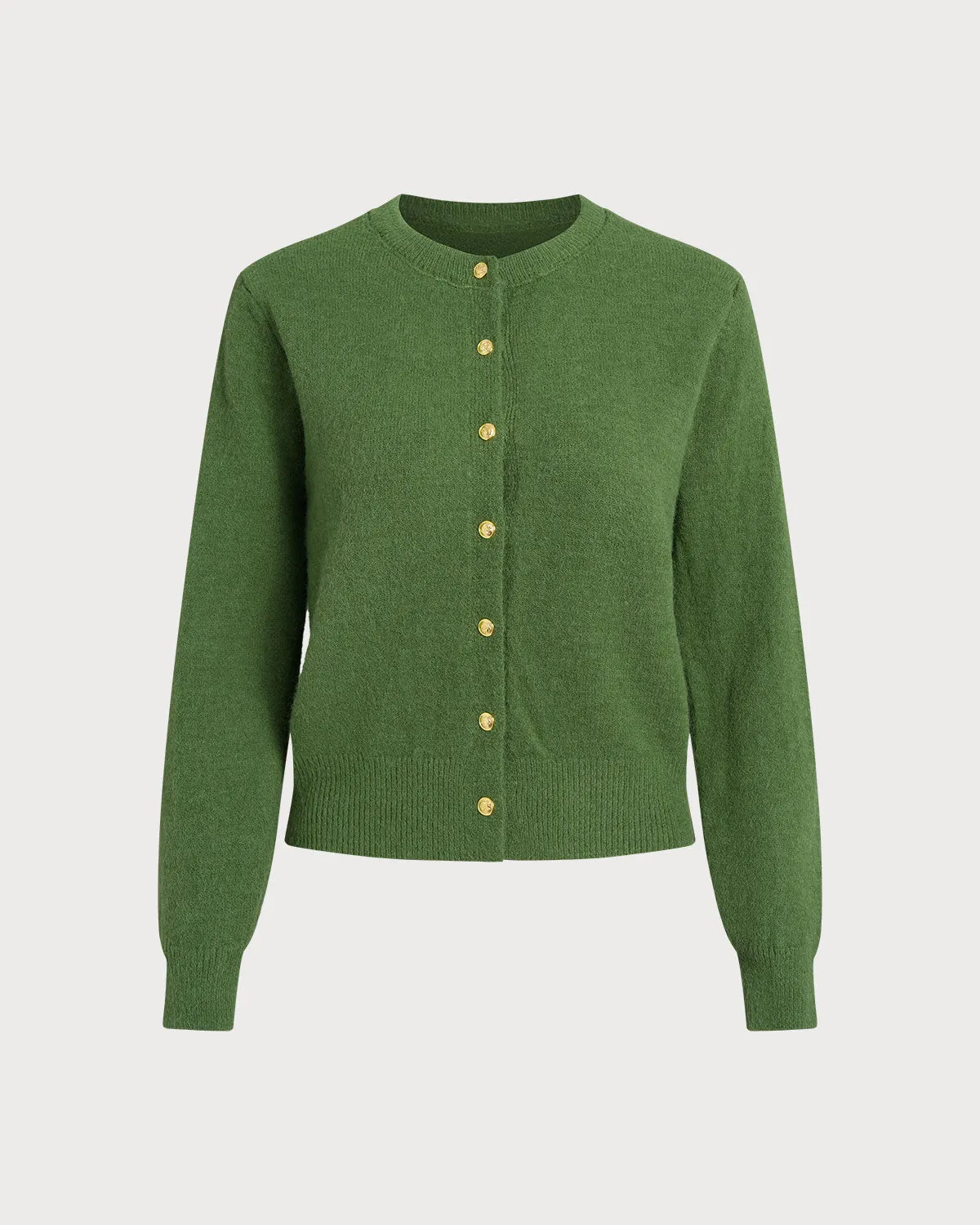 Green Round Neck Knit Cardigan sold by rihoas