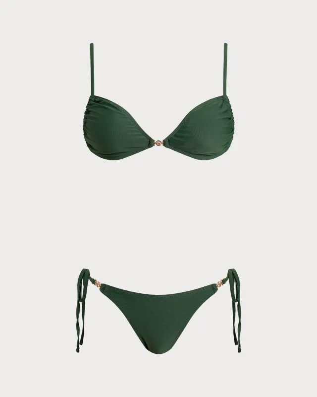 Green Triangle Drawstring Bikini Sets sold by rihoas