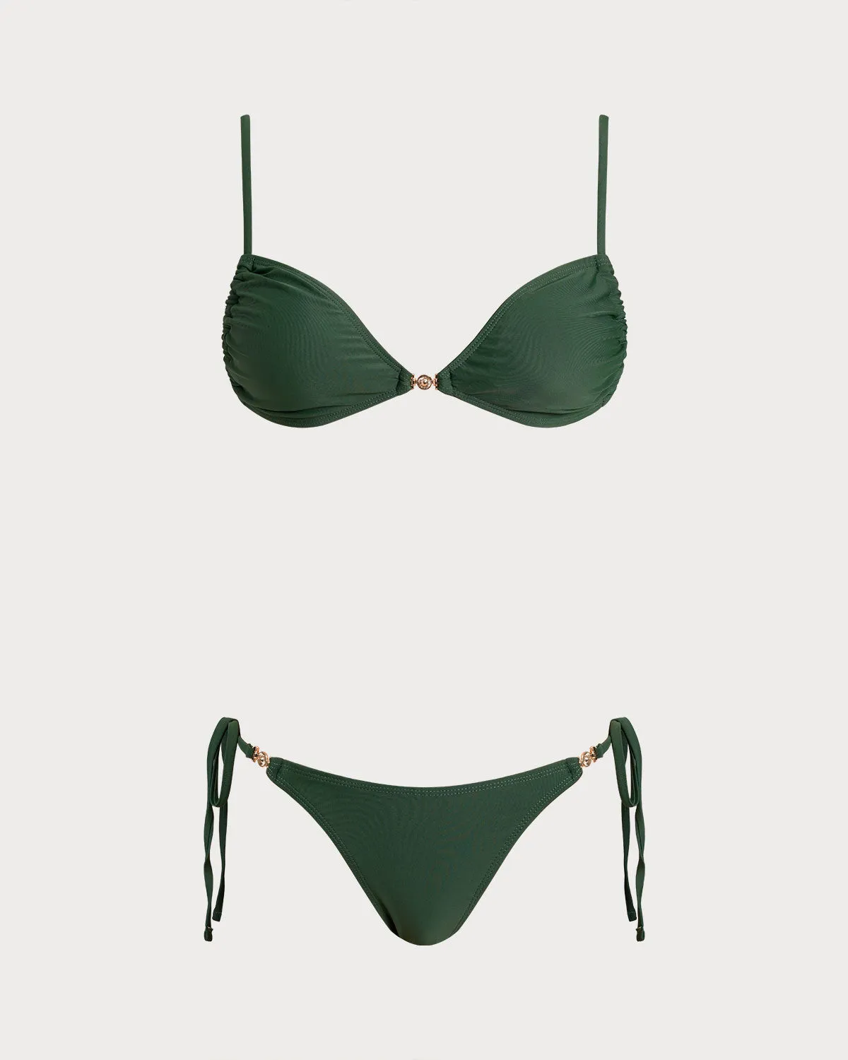 Green Triangle Drawstring Bikini Sets sold by rihoas
