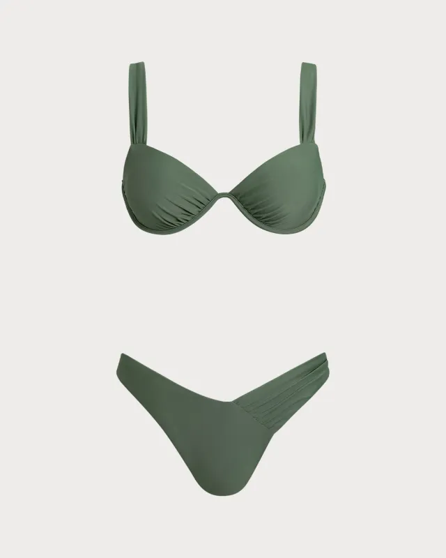 Army Green Underwire Bikini Sets sold by rihoas